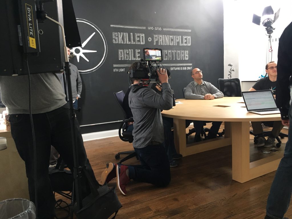 behind the scenes with a chicago video company filming a testimonial