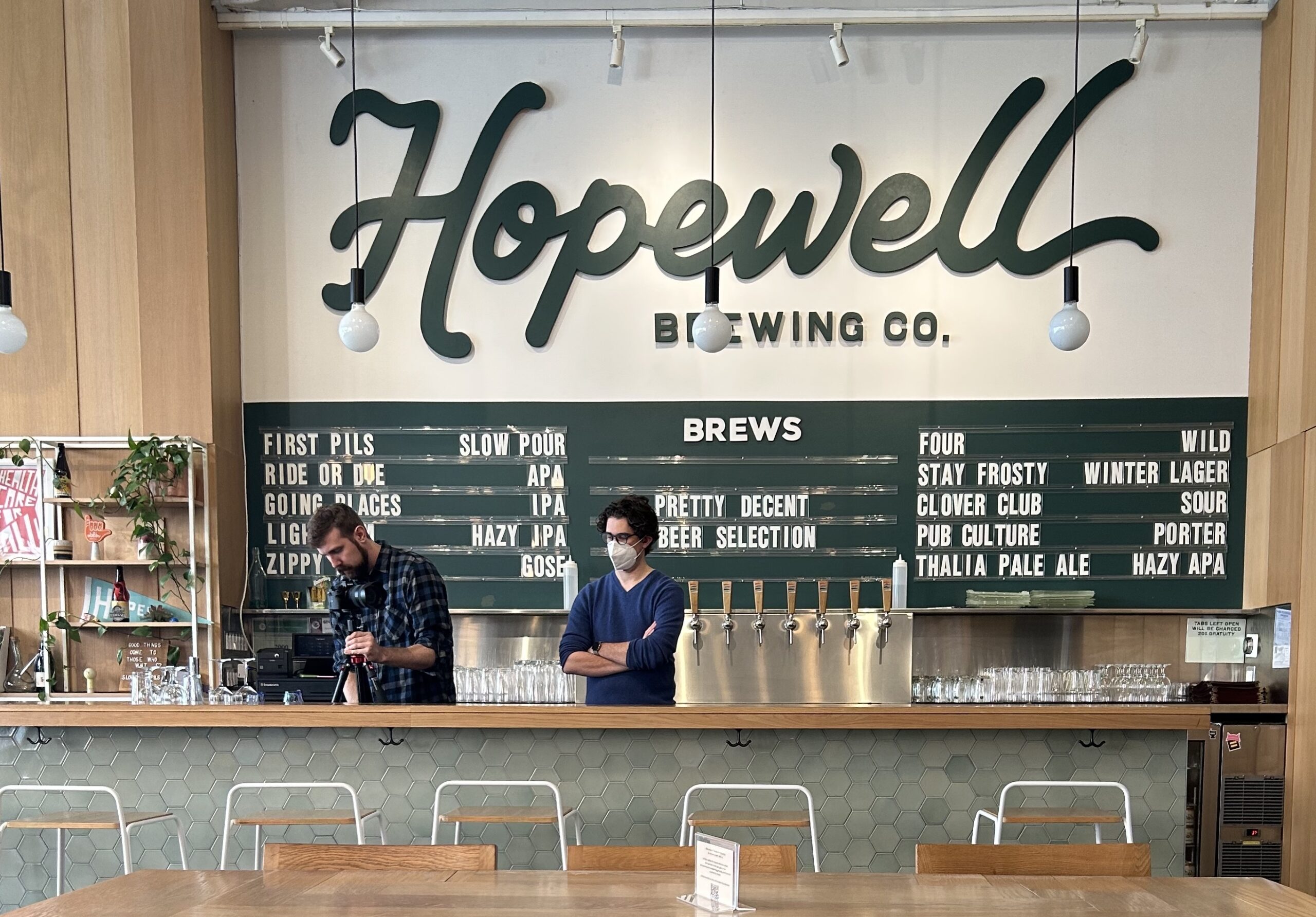 Our team capturing some footage of the Hopewell Tap room to display on the LED wall. 