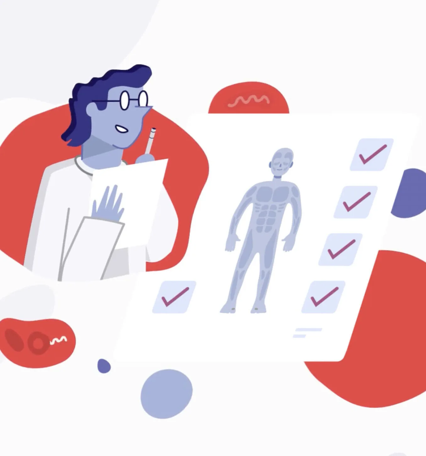 an abstract, animated image of doctor looking at x-rays as part of an animated video series for ASGCT